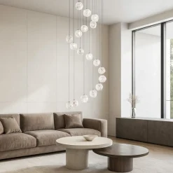 Lampadari Moderni-Selezionato da Mazzolaluce Lampadario per salone moderno pendenti vetri a grappolo