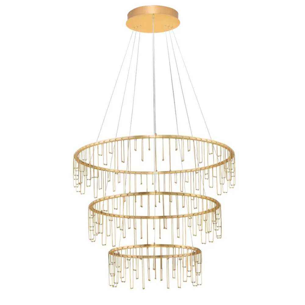 Lampadari Moderni-Selezionato da Mazzolaluce Lampadario per salone stelle cadenti oro ramato moderno led 72w 3000k