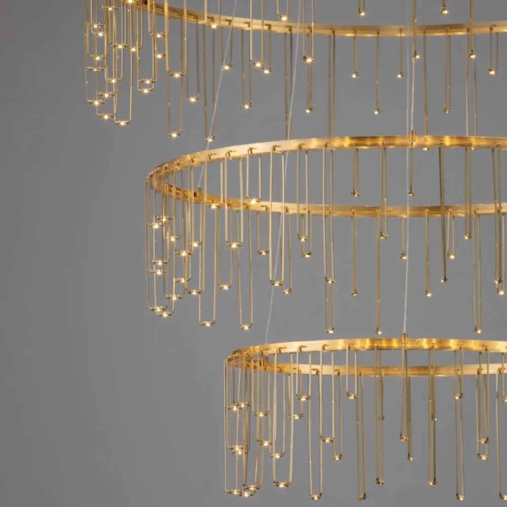 Lampadari Moderni-Selezionato da Mazzolaluce Lampadario per salone stelle cadenti oro ramato moderno led 72w 3000k