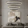 Lampadari Moderni-Selezionato da Mazzolaluce Lampadario per salotto anelli neri led 3000k dimmerabile cristalli