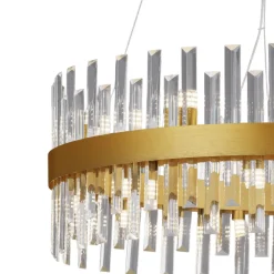Lampadari Moderni-Selezionato da Mazzolaluce Lampadario per salotto cerchio oro satinato con cristalli