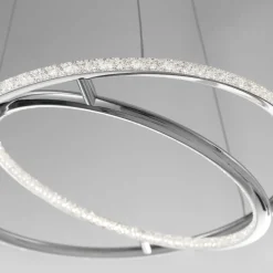Lampadari Moderni-Selezionato da Mazzolaluce Lampadario per salotto contemporaneo anelli cromo e cristalli led 3000k