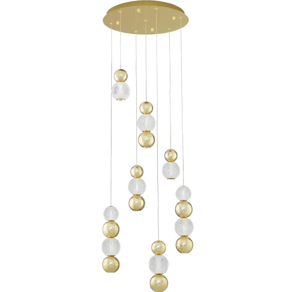 Lampadari Moderni-Selezionato da Mazzolaluce Lampadario per salotto contemporaneo sfere pendenti oro