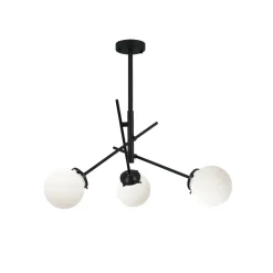 Lampadari Moderni-Selezionato da Mazzolaluce Lampadario per salotto moderno nero sfere vetro bianco