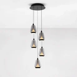 Lampadari Moderni-Selezionato da Mazzolaluce Lampadario per salotto moderno vetri a sospensione led 3000k