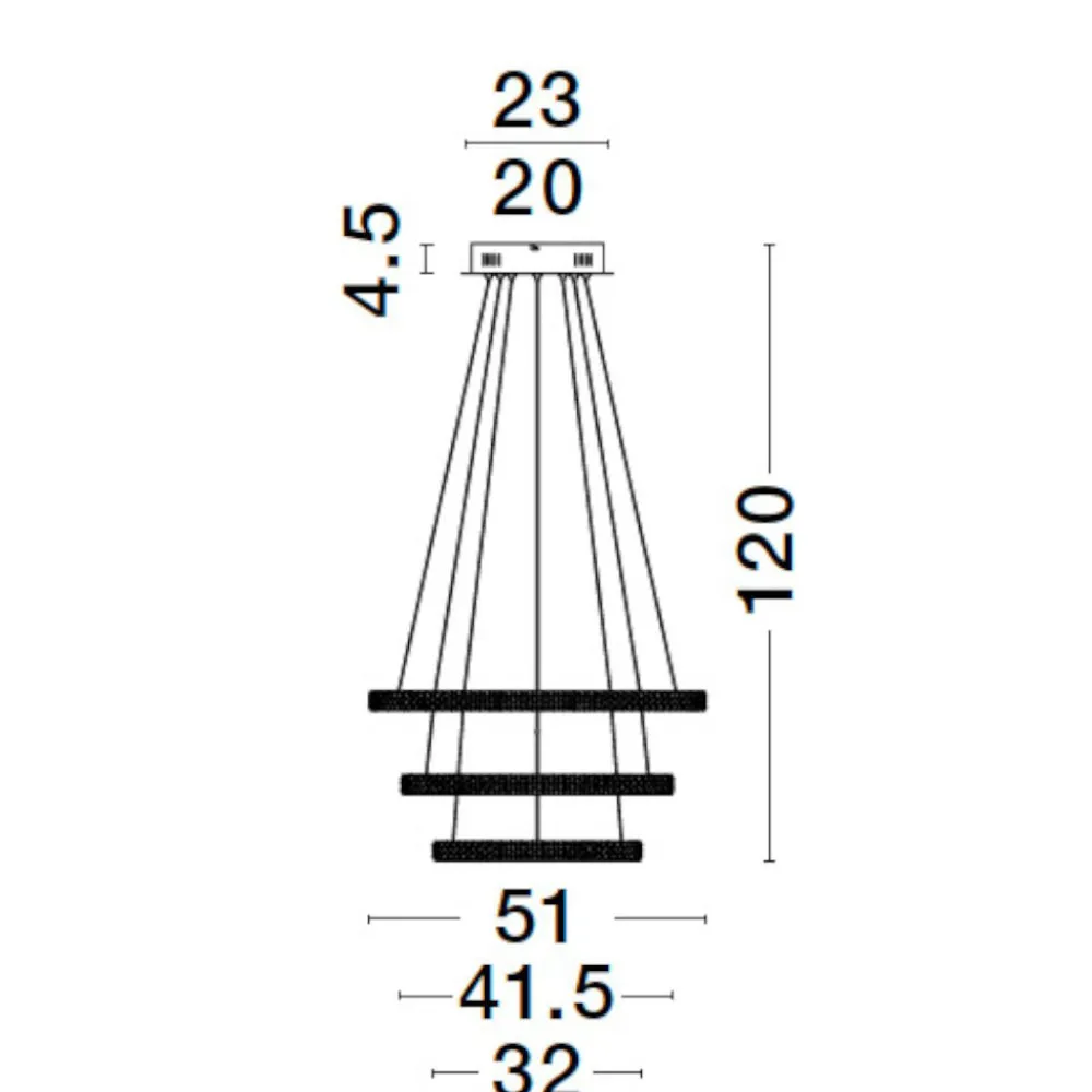 Lampadari Moderni-Selezionato da Mazzolaluce Lampadario per salotto tre anelli orientabili neri led 3000k dimmerabile cristalli