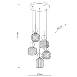 Lampadari Moderni-Selezionato da Mazzolaluce lampadario per soggiorno con 5 vetri ambra a grappolo pendenti