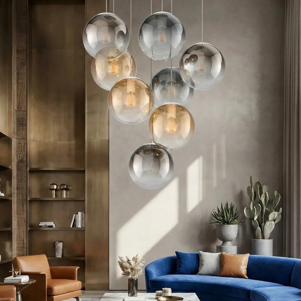 Lampadari Moderni-Top Light Lampadario per soggiorno con sfere di vetro a sospensione per soggiorno