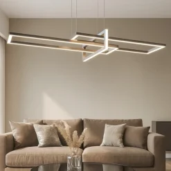 Lampadari Moderni-Selezionato da Mazzolaluce Lampadario per soggiorno design nichel moderno led 34w 3000k dimmerabile
