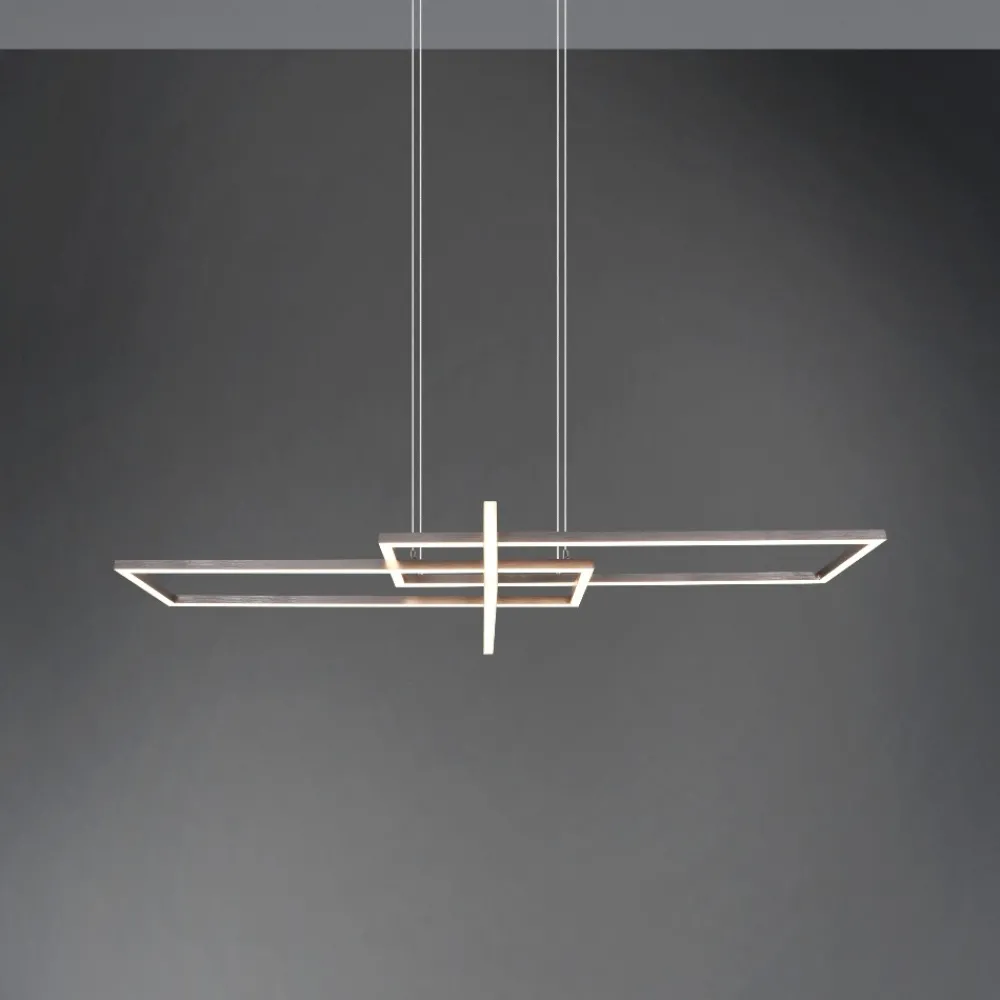 Lampadari Moderni-Selezionato da Mazzolaluce Lampadario per soggiorno design nichel moderno led 34w 3000k dimmerabile
