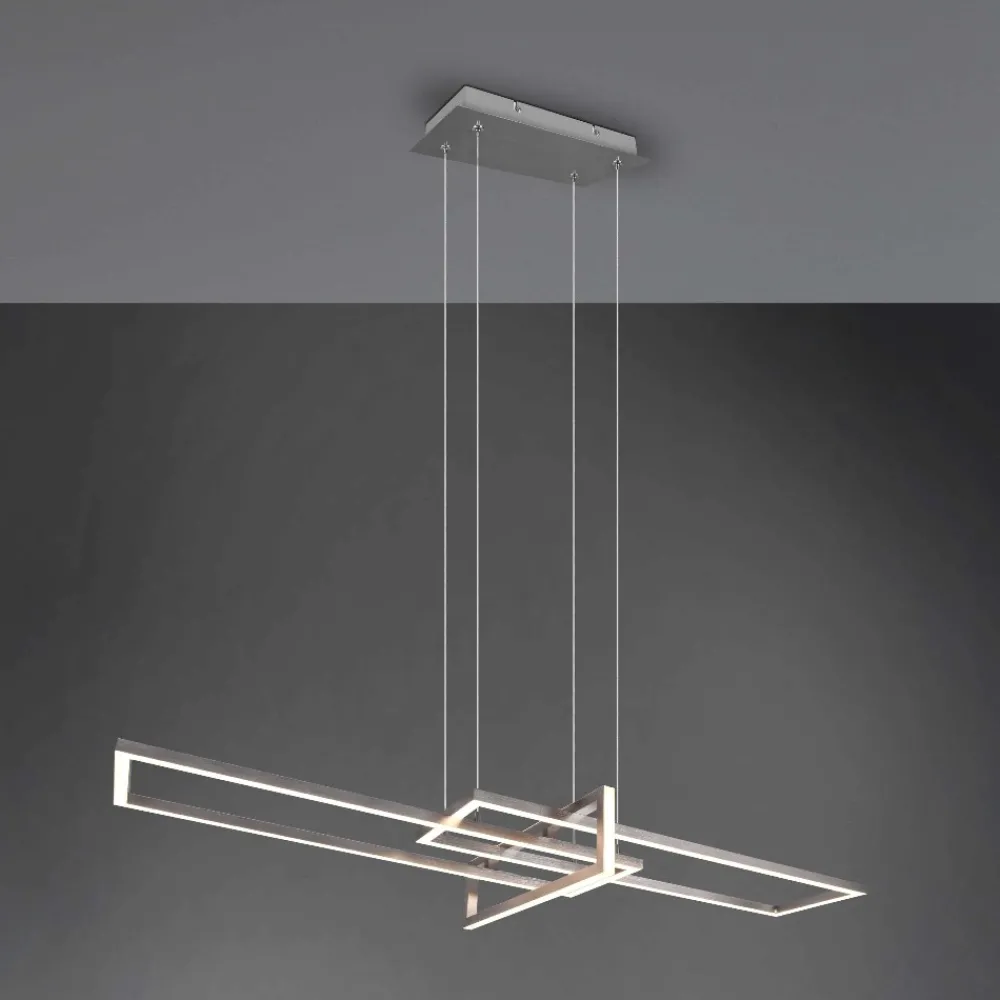 Lampadari Moderni-Selezionato da Mazzolaluce Lampadario per soggiorno design nichel moderno led 34w 3000k dimmerabile
