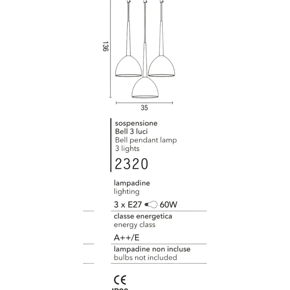 Lampadari Moderni-Affralux Lampadario per soggiorno 3 luci moderno bianca bell
