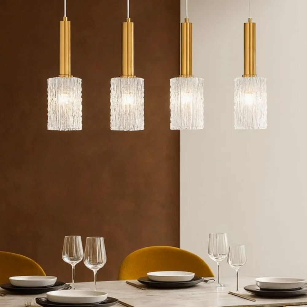 Lampadari Moderni-Selezionato da Mazzolaluce Lampadario per soggiorno 4 luci dorato con vetri