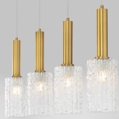 Lampadari Moderni-Selezionato da Mazzolaluce Lampadario per soggiorno 4 luci dorato con vetri