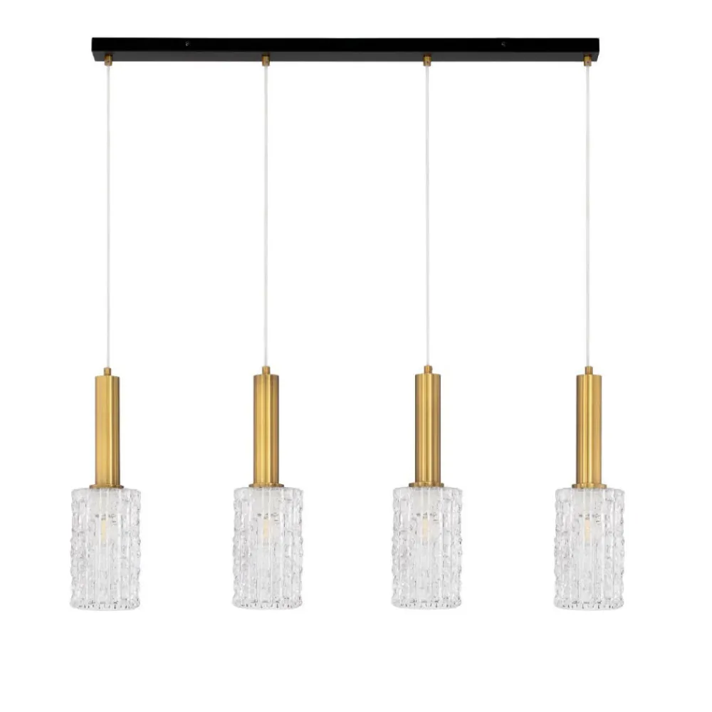 Lampadari Moderni-Selezionato da Mazzolaluce Lampadario per soggiorno 4 luci dorato con vetri