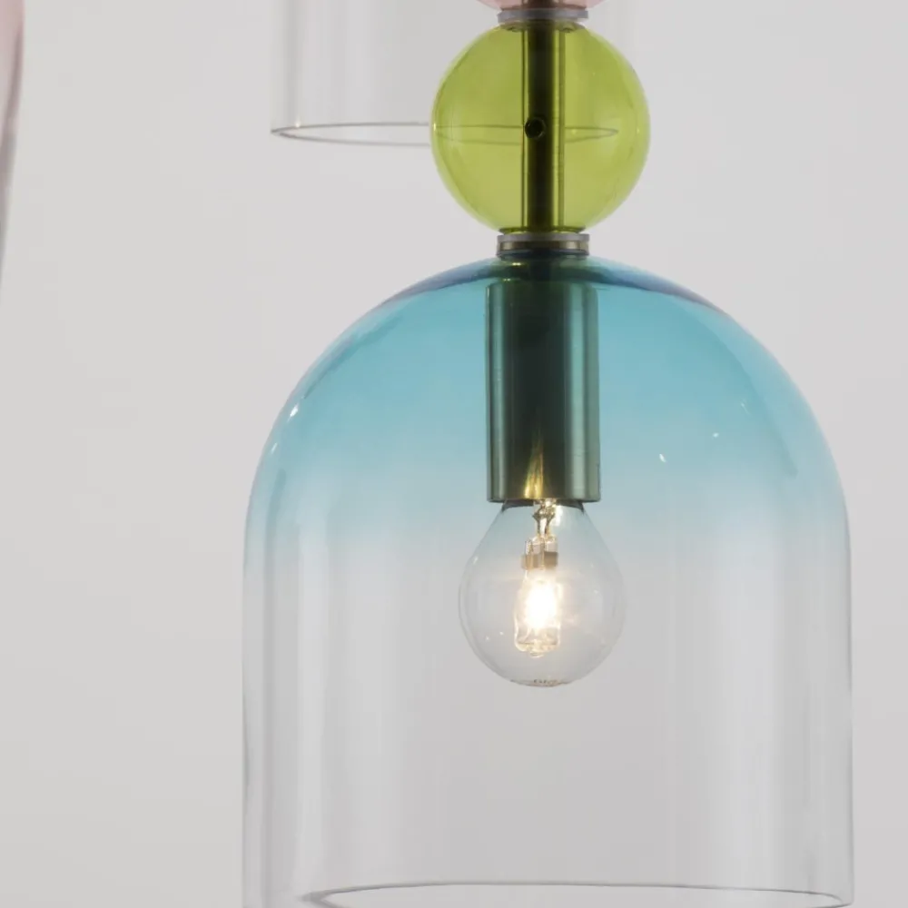 Lampadari Moderni-Selezionato da Mazzolaluce Lampadario per soggiorno moderno vetri multicolor pendenti