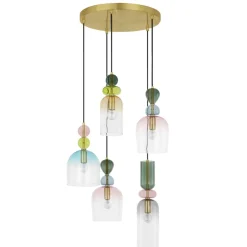 Lampadari Moderni-Selezionato da Mazzolaluce Lampadario per soggiorno moderno vetri multicolor pendenti