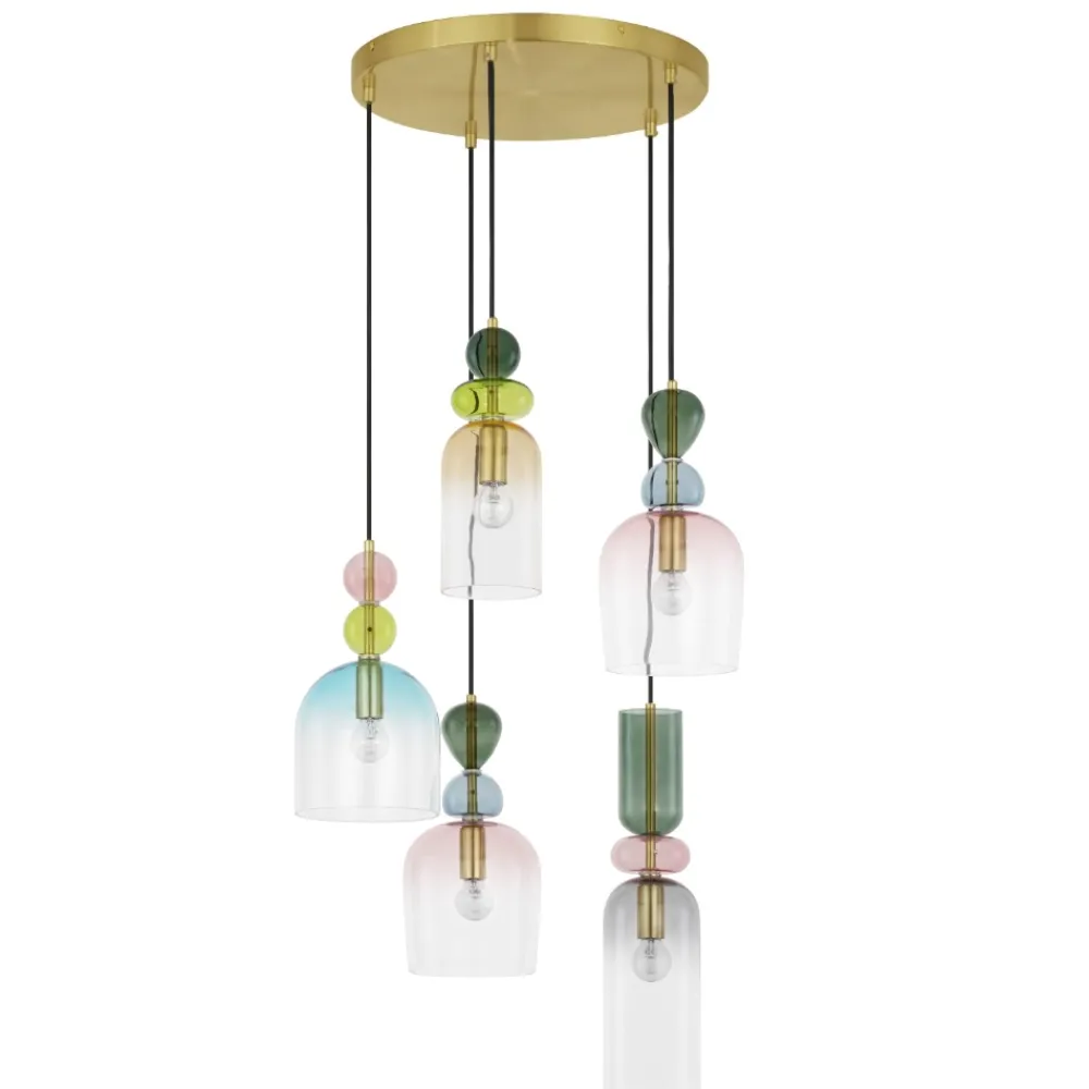 Lampadari Moderni-Selezionato da Mazzolaluce Lampadario per soggiorno moderno vetri multicolor pendenti