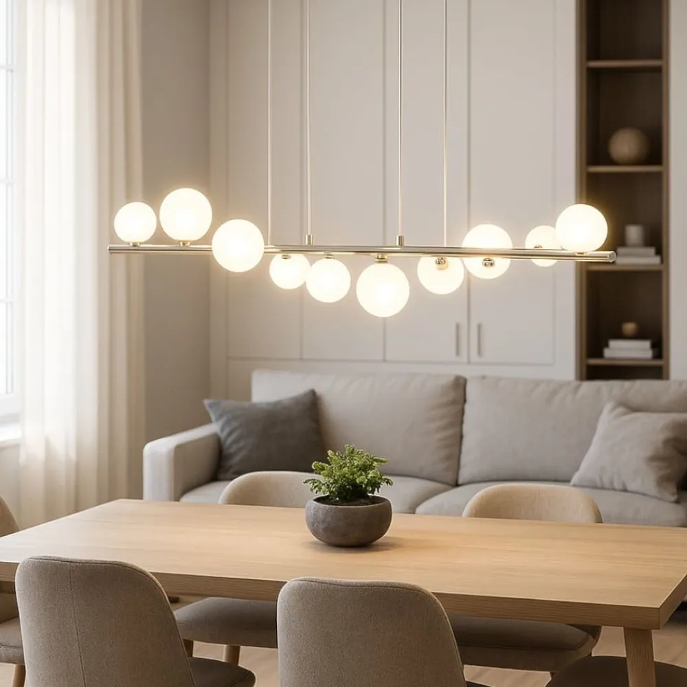 Lampadari Moderni-Selezionato da Mazzolaluce Lampadario per soggiorno moderno spirale cromo sfere di vetro