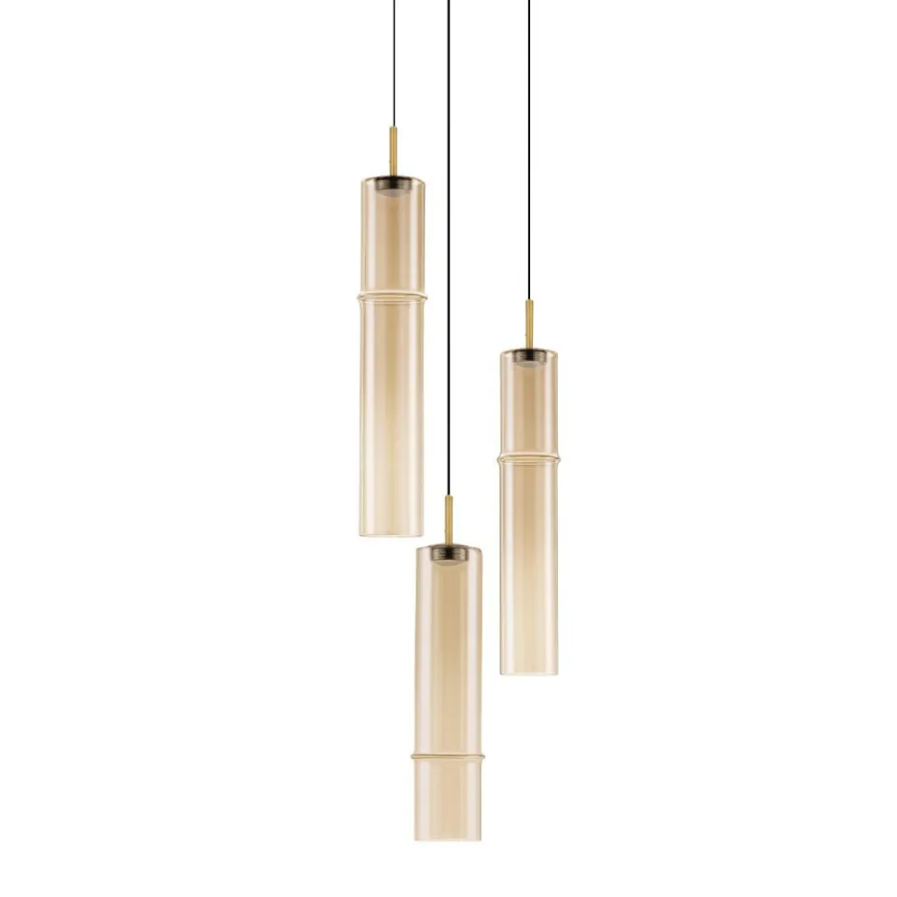 Lampadari Moderni-Selezionato da Mazzolaluce Lampadario per soggiorno moderno vetri ambra led 9w 3000k