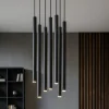 Lampadari Moderni-Selezionato da Mazzolaluce Lampadario per soggiorno moderno cilindri neri pendenti