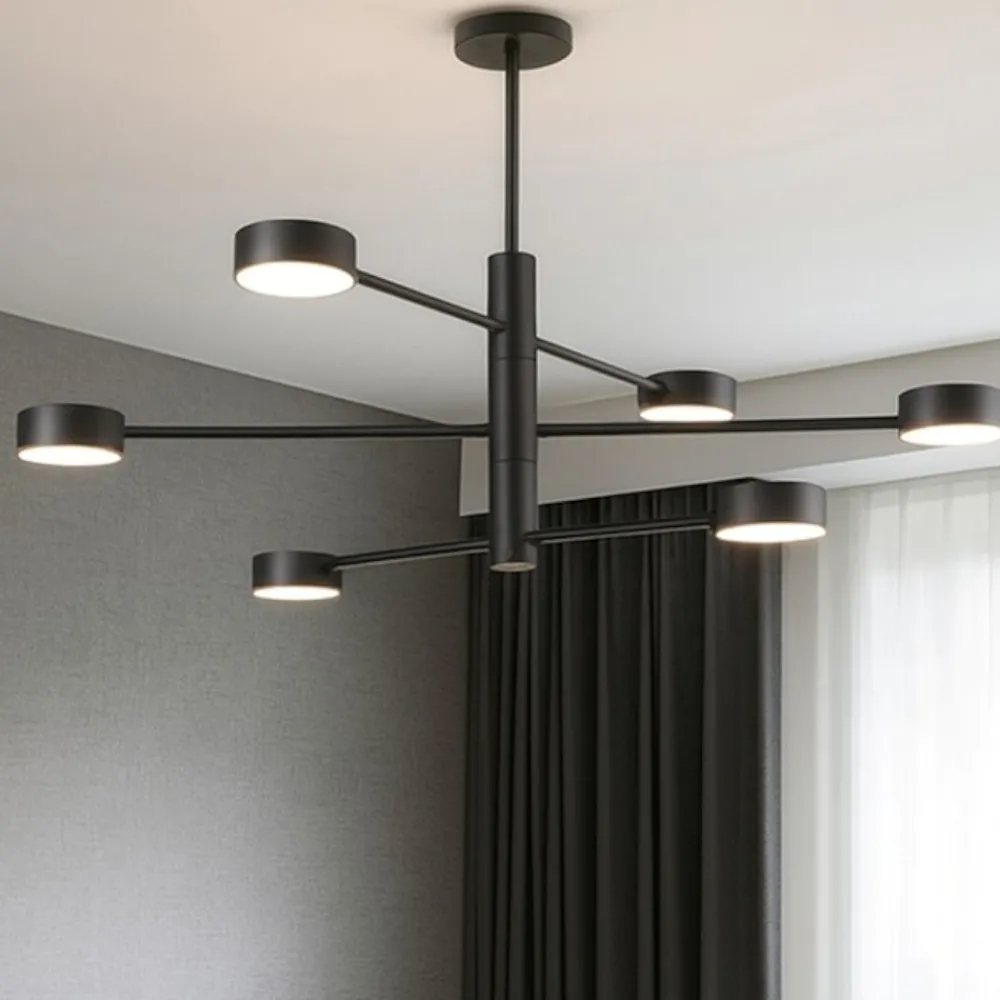 Lampadari Moderni-Selezionato da Mazzolaluce Lampadario per soggiorno moderno nero luci girevoli