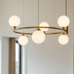 Lampadari Moderni-Maytoni Lampadario per soggiorno moderno ring oro