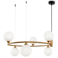 Lampadari Moderni-Maytoni Lampadario per soggiorno moderno ring oro