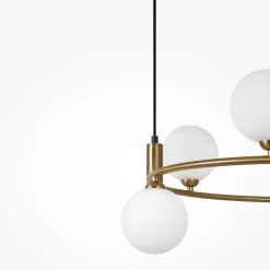 Lampadari Moderni-Maytoni Lampadario per soggiorno moderno ring oro