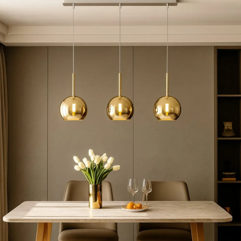 Lampadari Moderni-Top Light Lampadario per soggiorno moderno sfere vetri oro