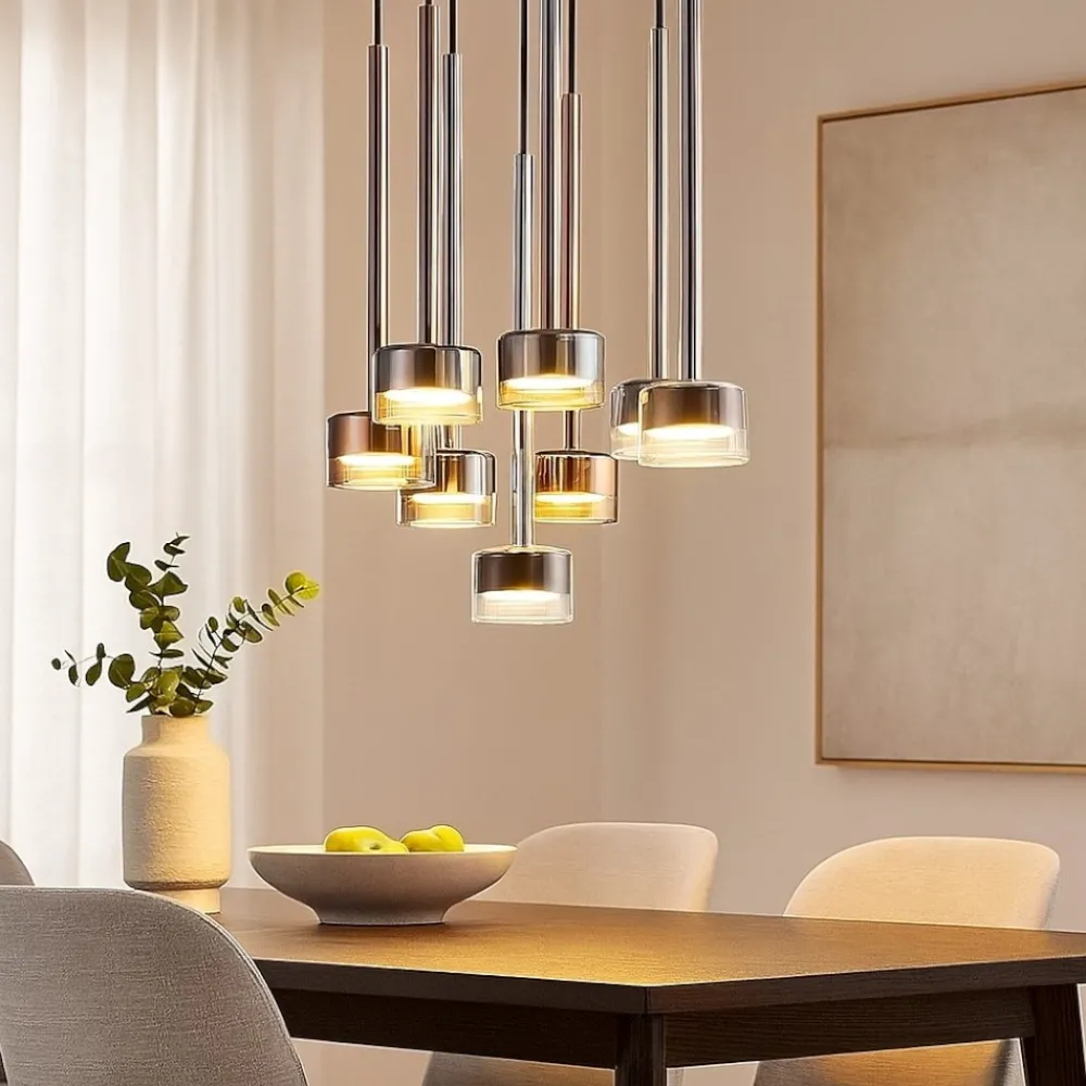 Lampadari Moderni-Selezionato da Mazzolaluce Lampadario per soggiorno moderno 8 luci vetri multicolor