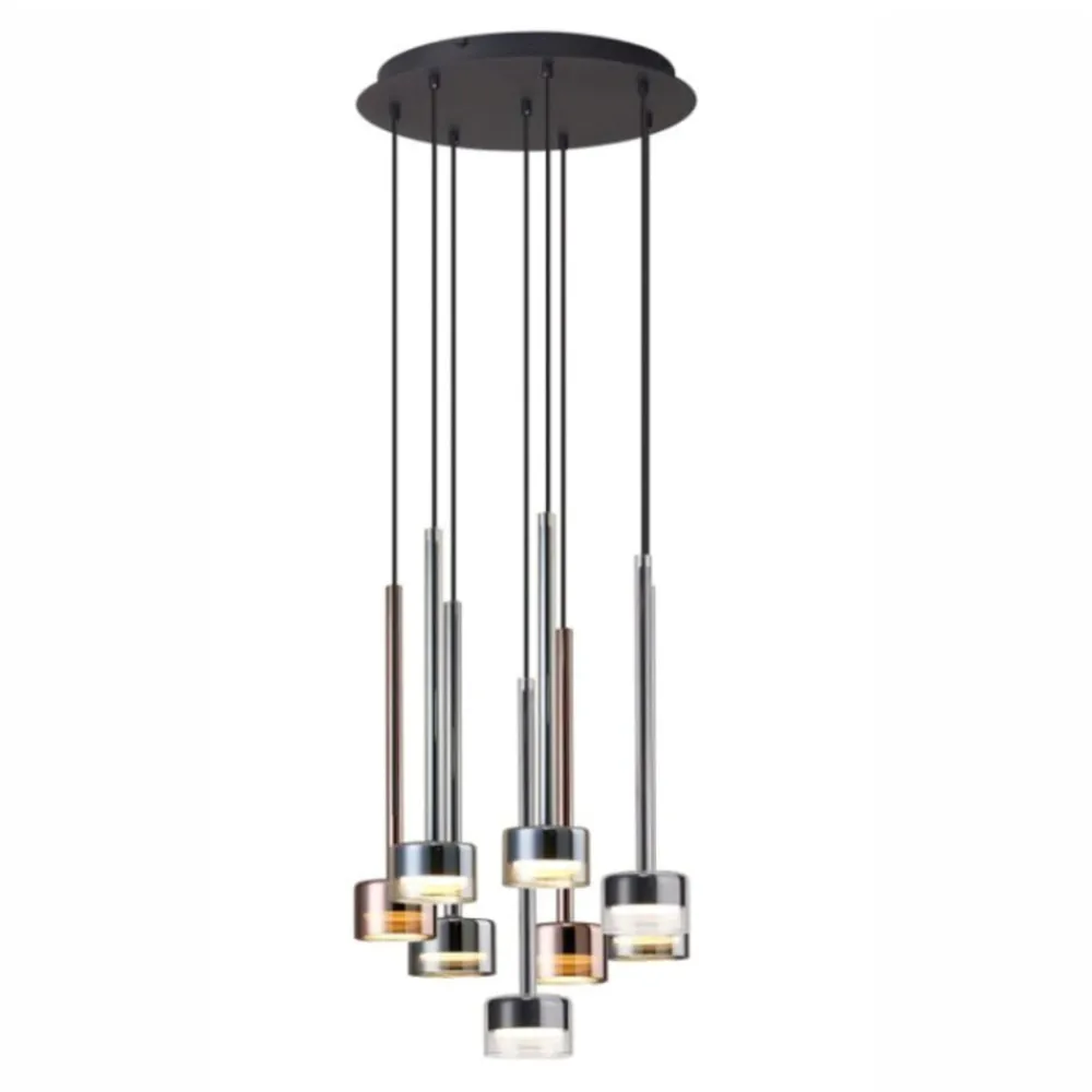 Lampadari Moderni-Selezionato da Mazzolaluce Lampadario per soggiorno moderno 8 luci vetri multicolor