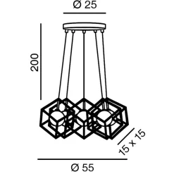 Lampadari Moderni-Perenz Illuminazione Lampadario per soggiorno moderno cube nero 5 luci perenz