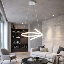Lampadari Moderni-Vivida International Lampadario per soggiorno moderno cromo led 3000k dimmerabile vivida lightline