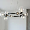 Lampadari Moderni-Selezionato da Mazzolaluce Lampadario per soggiorno moderno nero sfere di vetro trasparente