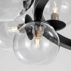 Lampadari Moderni-Selezionato da Mazzolaluce Lampadario per soggiorno moderno nero sfere di vetro trasparente