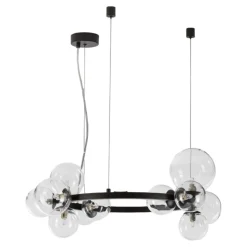 Lampadari Moderni-Selezionato da Mazzolaluce Lampadario per soggiorno moderno nero sfere di vetro trasparente