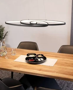 Lampadari Moderni-Eglo Lampadario per soggiorno moderno nero led 3000k dimmerabile gianella