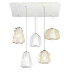 Lampadari Moderni-Top Light Lampadario per soggiorno moderno vetri ambra trasparente