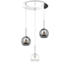 Lampadari Moderni-Top Light Lampadario per soggiorno moderno vetri trasparenti cromo