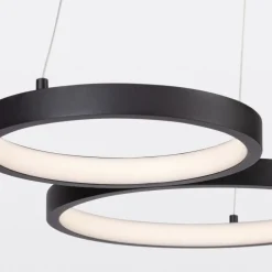 Lampadari Moderni-Selezionato da Mazzolaluce Lampadario per soggiorno moderno cerchi nero led dimmerabile