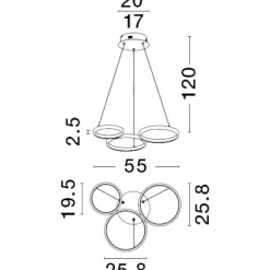 Lampadari Moderni-Selezionato da Mazzolaluce Lampadario per soggiorno moderno cerchi nero led dimmerabile