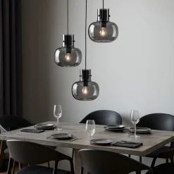 Lampadari Moderni-Selezionato da Mazzolaluce Lampadario per soggiorno moderno grappolo 3 luci vetro grigio
