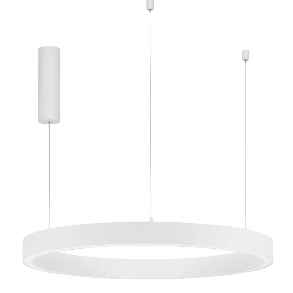 Lampadari Moderni-Selezionato da Mazzolaluce Lampadario per soggiorno moderno 80cm cerchio bianco led 3000k dimmerabile