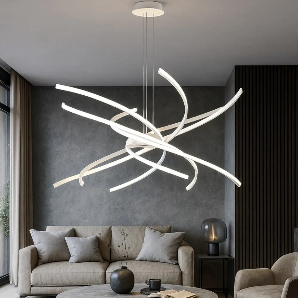 Lampadari Moderni-Top Light Lampadario per soggiorno moderno bianco tornado led 69w 4000k