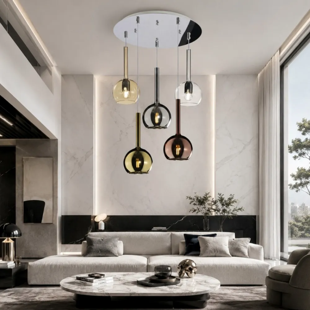 Lampadari Moderni-Top Light Lampadario per soggiorno moderno vetri multicolor