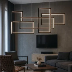 Lampadari Moderni-Selezionato da Mazzolaluce Lampadario per soggiorno moderno led dimmerabile 3000k nero design