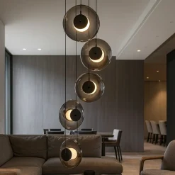 Lampadari Moderni-Selezionato da Mazzolaluce Lampadario per soggiorno moderno dischi di vetro fume a grappolo