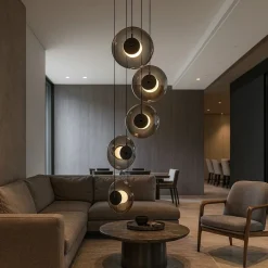 Lampadari Moderni-Selezionato da Mazzolaluce Lampadario per soggiorno moderno dischi di vetro fume a grappolo