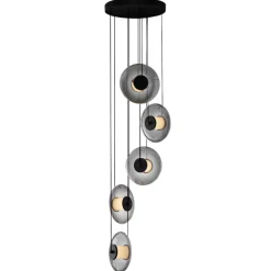 Lampadari Moderni-Selezionato da Mazzolaluce Lampadario per soggiorno moderno dischi di vetro fume a grappolo